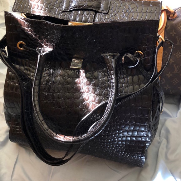 Authentic Jimmy Choo Crocodile Leather Rosabella Tote w/Crossbody Strap - Picture 6 of 7